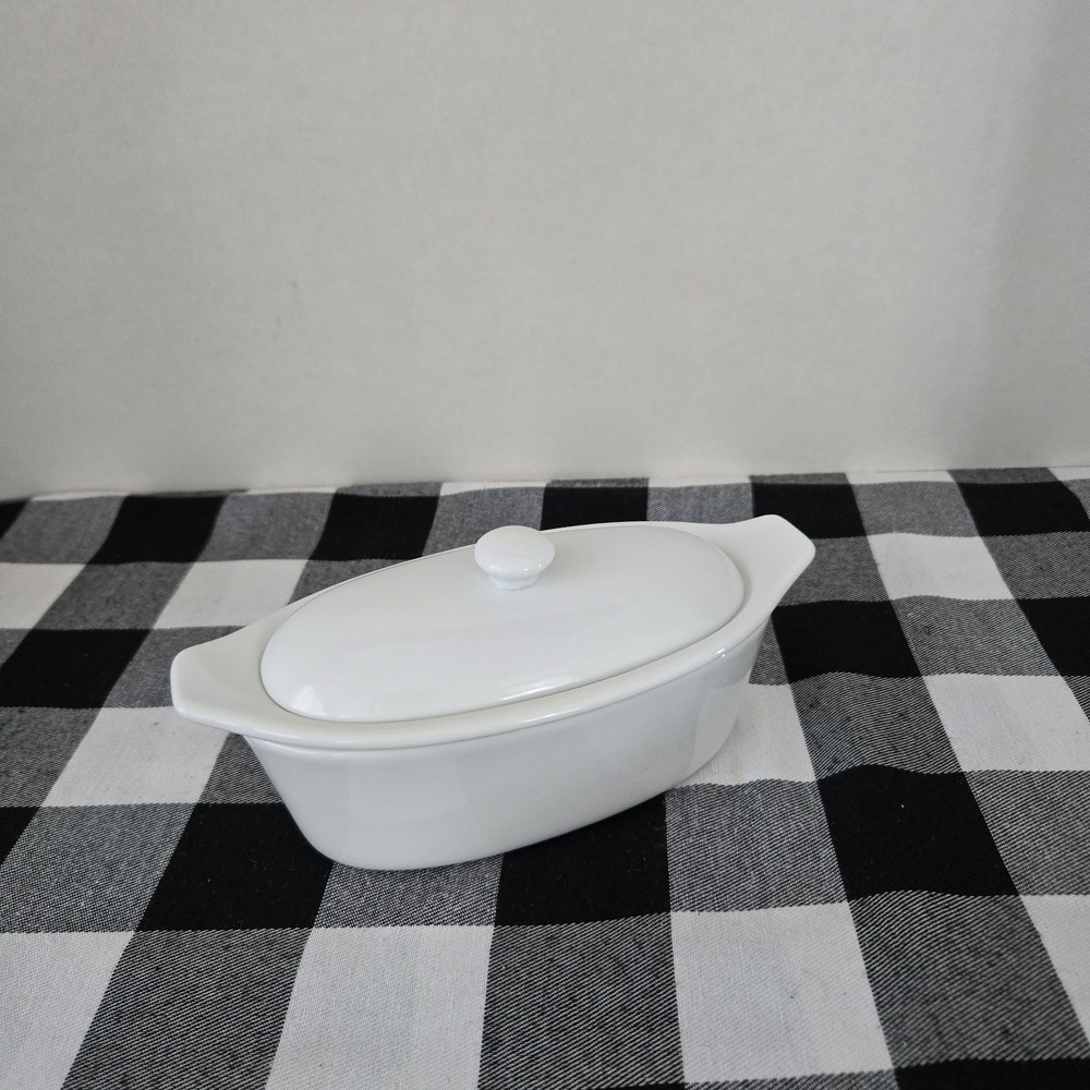 Silvermark Butter Boat Keeper 3 Piece White Lidded Dish Porcelain